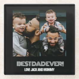 Minimalistischen zwei Fotosammlungen Bester Vater Glasuntersetzer