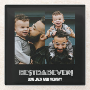 Minimalistischen zwei Fotosammlungen Bester Vater  Glasuntersetzer