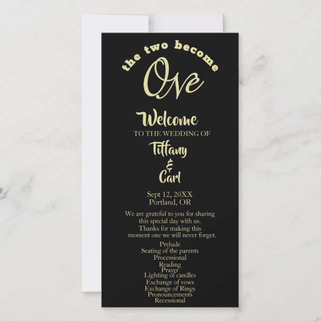 Minimalistischen Zwei werden Black & Gold-Hochzeit (Vorderseite)