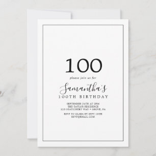 Minimalistischer 100. Geburtstag Einladung