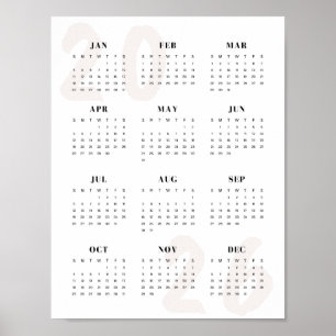 Minimalistischer 2026 Ein-Seiten-Kalender Sauber M Poster