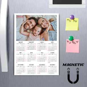 Minimalistischer 2026-Kalender-Foto-Magnet Magnetkarte