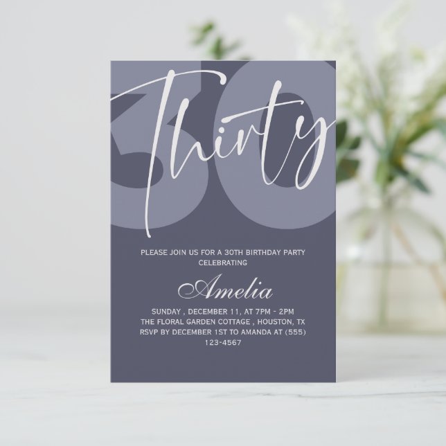 MINIMALISTISCHER 30. Geburtstag  Save The Date (Stehend Vorderseite)