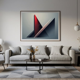 Minimalistischer 3D roter und grauer geometrischer Poster