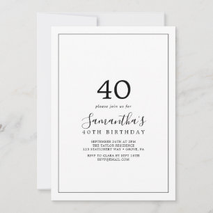 Minimalistischer 40. Geburtstag Einladung