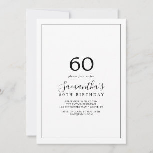 Minimalistischer 60. Geburtstag Einladung