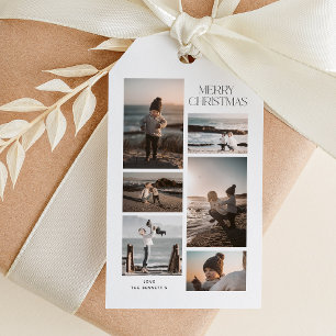 Minimalistischer 6-Foto-Collage Frohe Weihnachten Geschenkanhänger