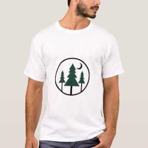 Minimalistischer Abenteuerwald Kiefern Nacht Mond T-Shirt