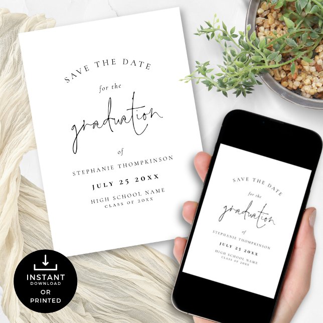 Minimalistischer Abschluss 2024 Save the Date (Von Creator hochgeladen)