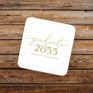 Minimalistischer Abschluss Gold Moderne Kalligrafi Rechteckiger Pappuntersetzer