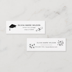 Minimalistischer Abschluss Icon Name Card Weiß Mini Visitenkarte