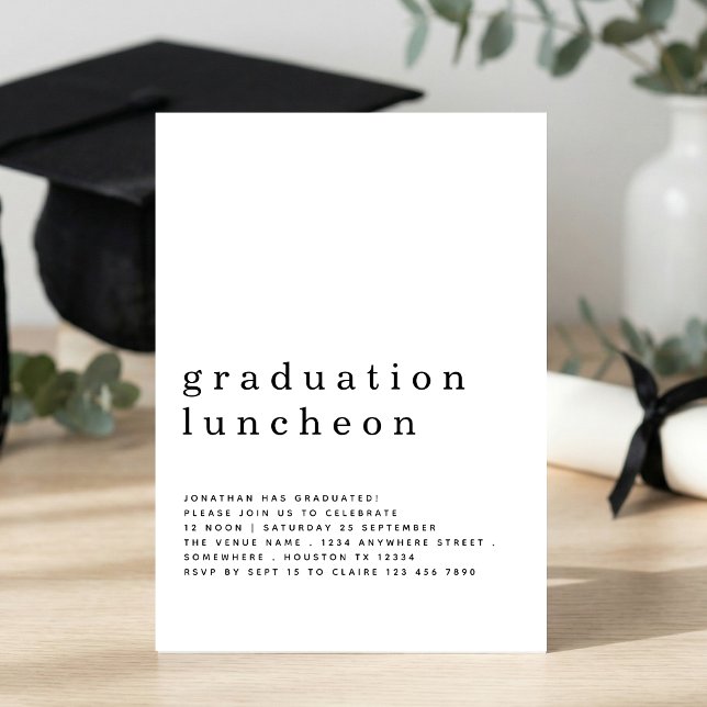 Minimalistischer Abschluss Luncheon Einladung (Von Creator hochgeladen)