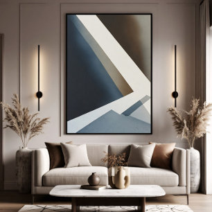 Minimalistischer abstrakter blauer Grau Beige Leinwanddruck