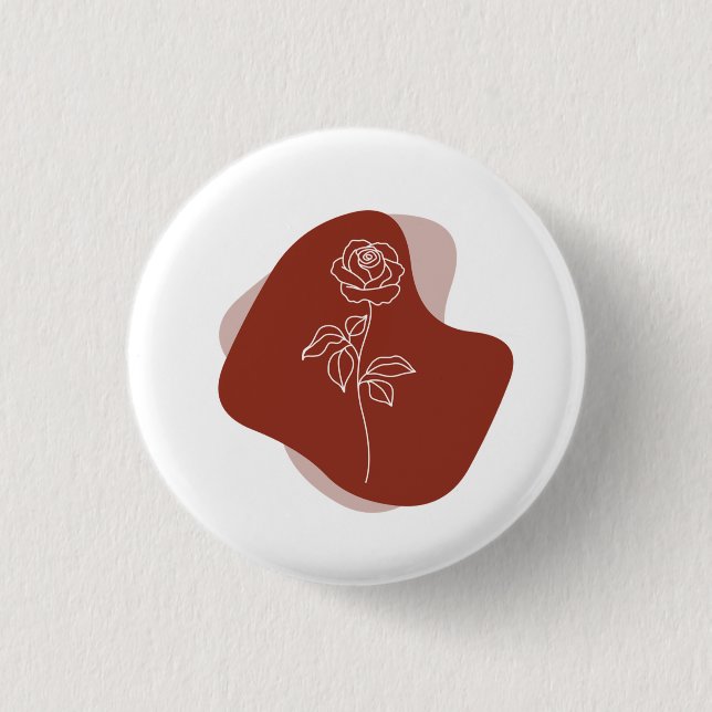 Minimalistischer abstrakter Boho-Rosen Button (Vorderseite)