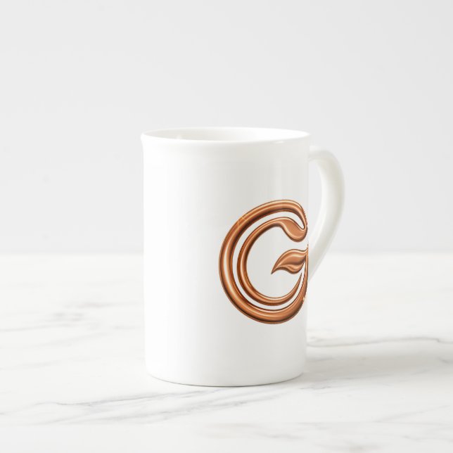 Minimalistischer abstrakter Buchstabe G Prozellantasse (Vorderseite Rechts)