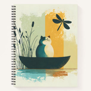 Minimalistischer Abstrakter Chubby-See Weiße Katze Notizbuch