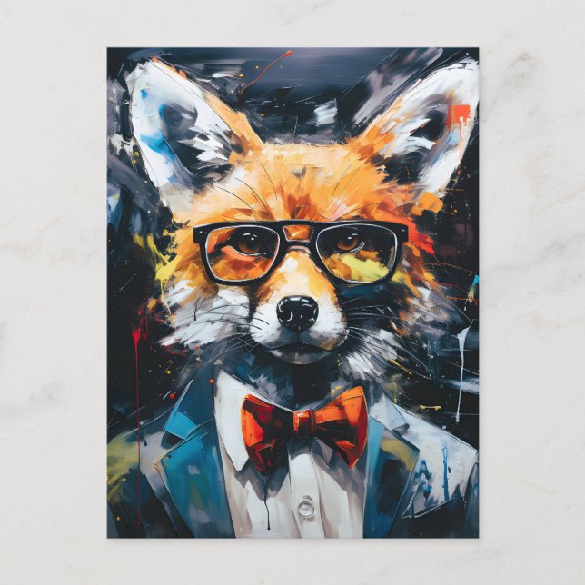 Minimalistischer Abstrakter Fuchs Feiertagspostkarte (Vorderseite)