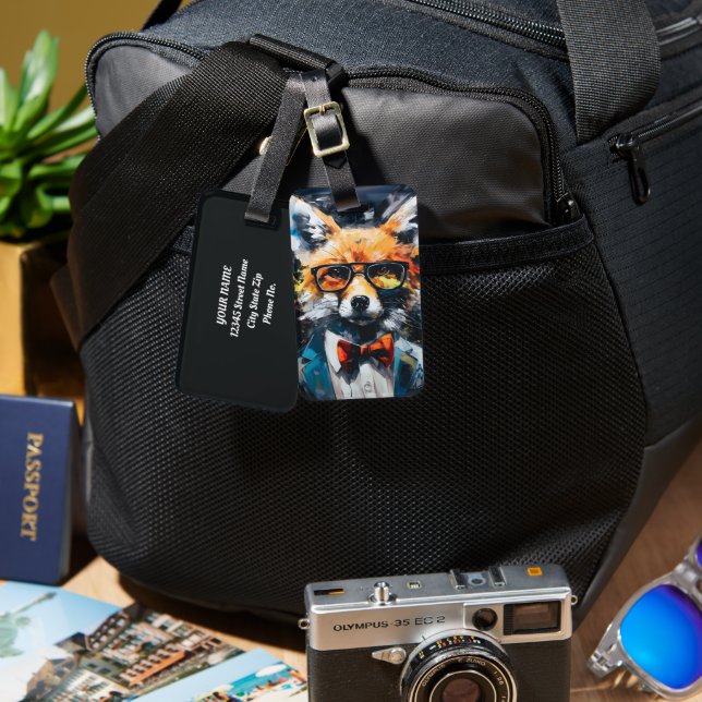 Minimalistischer Abstrakter Fuchs Gepäckanhänger (Vorderseite & Rückseite)