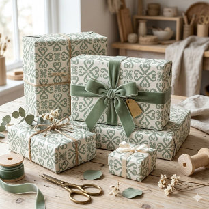 Minimalistischer abstrakter geometrischer Salbeigr Geschenkpapier