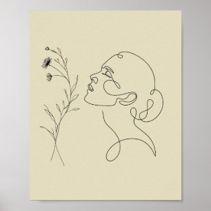 Minimalistischer abstrakter Gesichts-Linienkunstpo Poster