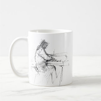 Minimalistischer abstrakter Pianist beim Klaviersp Kaffeetasse