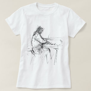 Minimalistischer abstrakter Pianist beim Klaviersp T-Shirt