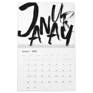 Minimalistischer Abstrakter Schwarz-Weiß-Kalender  Kalender