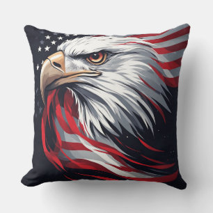 Minimalistischer Adler mit Flagge – Moderne patrio Kissen