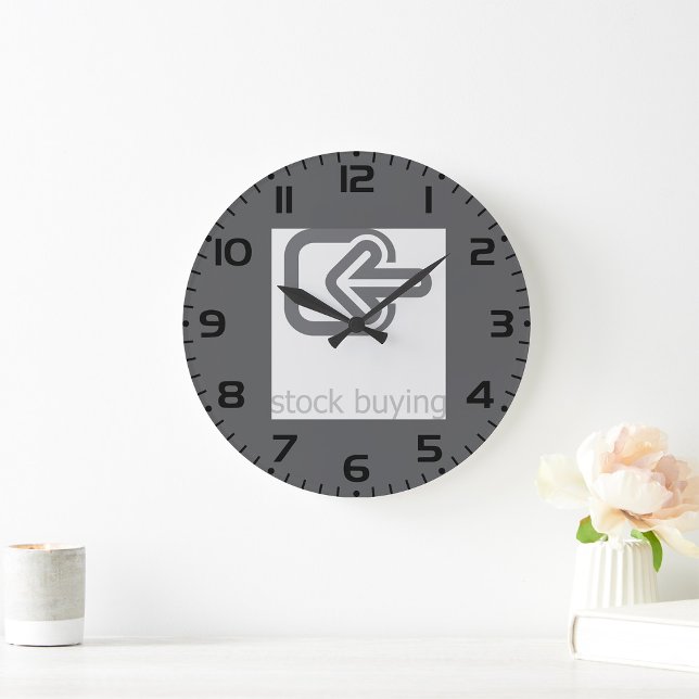 Minimalistischer Aktienkauf Modernes Finanzsymbol Große Wanduhr (Von Creator hochgeladen)
