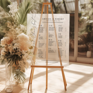 Minimalistischer alphabetischer Hochzeitssitzplan Acrylschild
