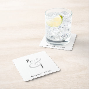 Minimalistischer Ampersand-Hochzeit Cocktail Untersetzer