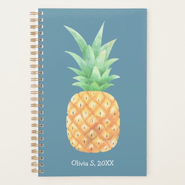 Minimalistischer Ananas Personalisiert Planer (Vorderseite)