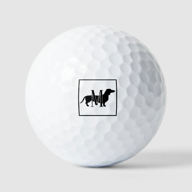 Minimalistischer Anfangsbuchstabe Doxie Dachshund  Golfball (Vorderseite)
