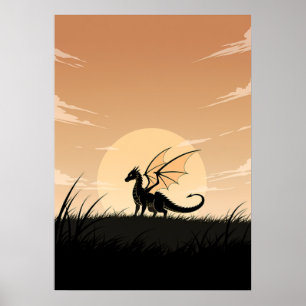 Minimalistischer Anime-Drache Poster