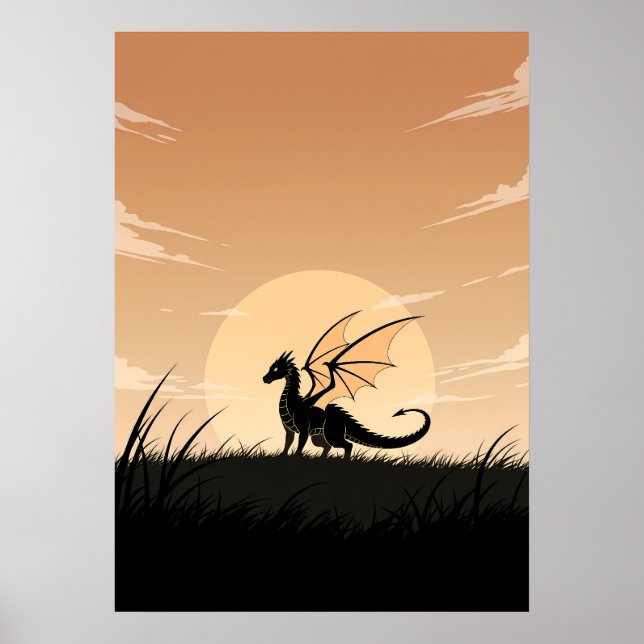 Minimalistischer Anime-Drache Poster (Vorne)