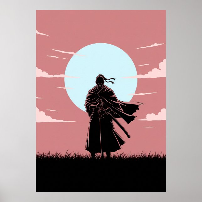Minimalistischer Anime-Ronin Poster (Vorne)