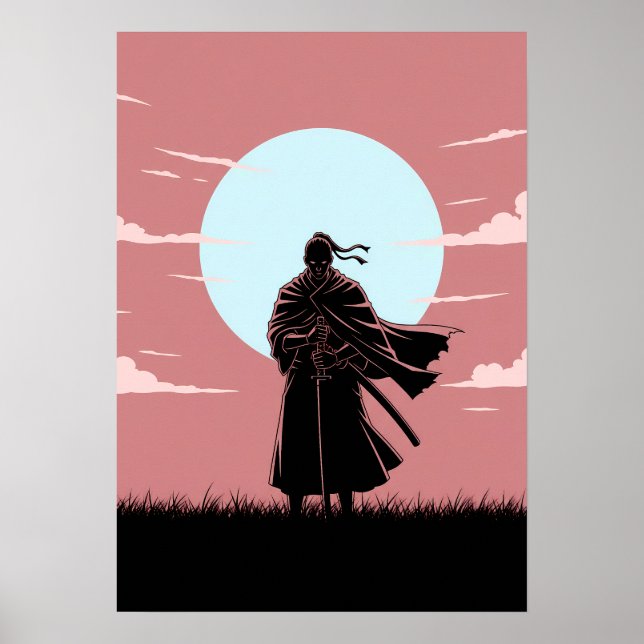 Minimalistischer Anime-Ronin Poster (Vorne)