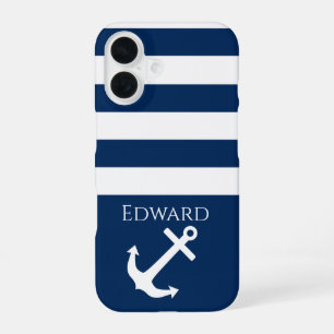 Minimalistischer Anker & Streifen Nautical iPhone 16 Hülle