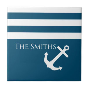 Minimalistischer Anker und Streifen Fliese