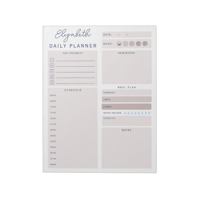Minimalistischer anpassbarer To-Do-Liste Tagesplan Notizblock (Rotiert)