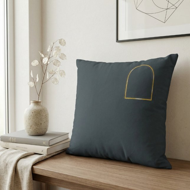 Minimalistischer Anthrazitgrau Mattgold Bogen Stil Kissen (Minimalist Charcoal Matte Gold Arch Quiet Luxury Japandi Geometric Line Art
)