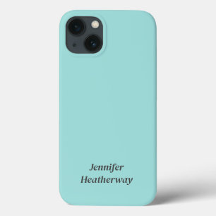 Minimalistischer Aqua-Blau-individuelle Name Case-Mate iPhone Hülle
