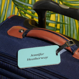 Minimalistischer Aqua-Blau-individuelle Name Gepäckanhänger