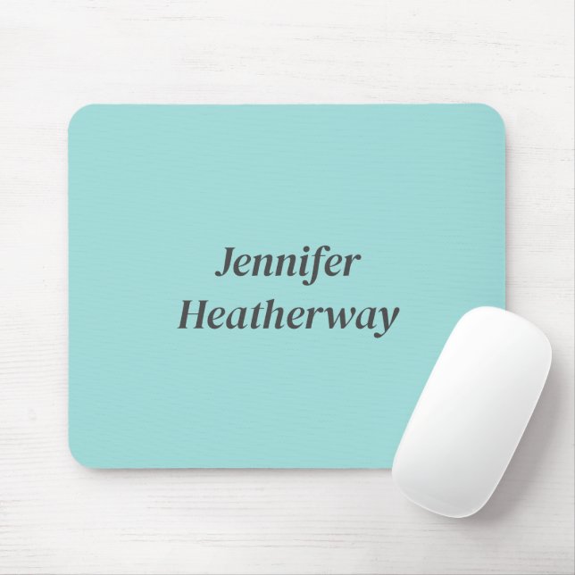 Minimalistischer Aqua-Blau-individuelle Name Mousepad (Mit Mouse)