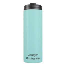 Minimalistischer Aqua-Blau-individuelle Name Thermosbecher