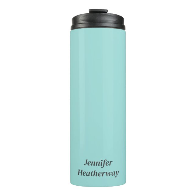 Minimalistischer Aqua-Blau-individuelle Name Thermosbecher (Vorderseite)