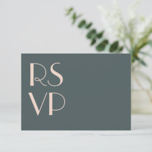 Minimalistischer Aquamariner Art Deco Wedding RSVP Karte