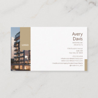 Minimalistischer Architekt mit Gebäudefoto und Log Visitenkarte