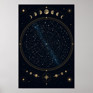 Minimalistischer Astronomie-Sternenkarte-Poster fü Poster