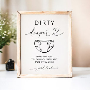Minimalistischer Baby Shower Party-Schild "Dreckig Poster